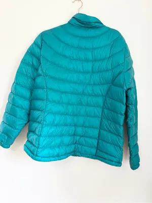 LL Bean Ultralight Women's XL REG Down Quilted Puffer Coat Jacket Teal Blue thumbnail 3