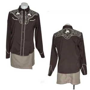 ROPER Brown Bucking Bronc Embroidered Western Snap Shirt Vintage Size Large thumbnail 10