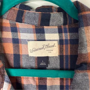 Universal Threads Blue and Orange Plaid Shirt - Size Large thumbnail 2