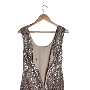 Guess Sleeveless Dress Champagne Gold Size 10 Sequins Sparkling Elegant Club thumbnail 5
