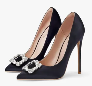 NEW Elisabet Tang Satin Rhinestone Stiletto Pumps Pointed Toe High Heels 4.72” 8 thumbnail 1