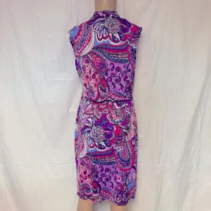 Karin Stevens Paisley Print Dress With Belt Size 10 thumbnail 9