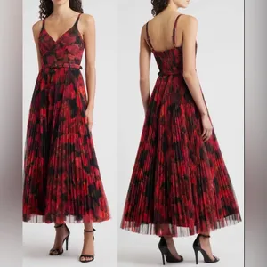 NEW Hutch Joanna Moody Orchids Pleated Belted Sleeveless Gown Sz 2 thumbnail 2