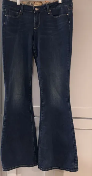 Paige Canyon Flare‎ Jeans Dark Wash Denim Size 30 Low Rise Boho Made in USA thumbnail 1
