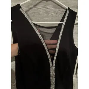 ALEXA B Nite Women's‎ Jumpsuit Sz 8 Sleeveless V Neck Jeweled Sequin Mesh Black thumbnail 2