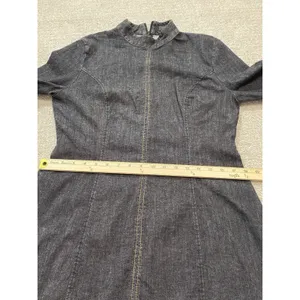 Zara Black Long-Sleeve Mini Dress with High Neck Size XL 97% Cotton thumbnail 10