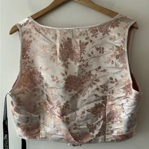 NEW! PrettyLittleThing Pink Satin Oriental Zip Front‎ Corset Crop Top thumbnail 2