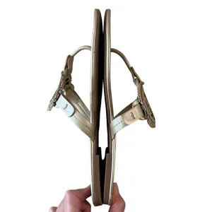 Tory Burch Fringe Miller Thong Sandals‎ Metallic Gold Logo Size 9 thumbnail 7