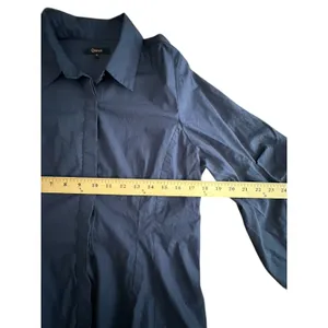 Quince 100% Organic Cotton Poplin Balloon Sleeve Shirt Small Ruched Blue #AAA7-6 thumbnail 3