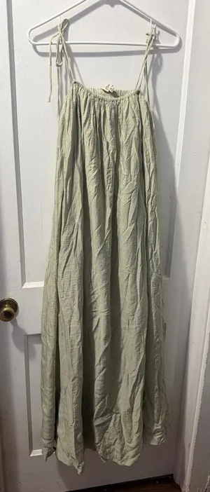 Mable Light Green Tank Maxi Dress Stretchy Bust Tie Straps Open Back Medium thumbnail 1