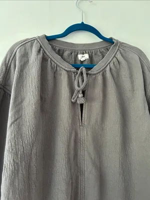 Aerie |Oversized Gray Tie-Neck Pullover Sweatshirt sz M thumbnail 2