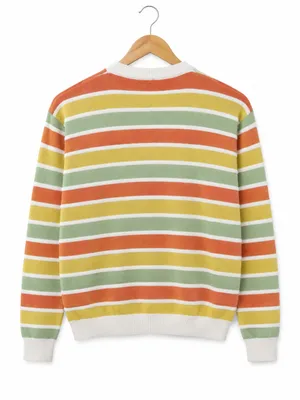 Striped Knit Sweater Small Wool Blend 90s Grunge Indie Skater Retro Crewneck EUC thumbnail 2