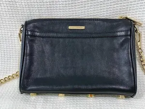 Rebecca Minkoff Mini M.A.C Leather Crossbody Bag Black/Light Gold thumbnail 3