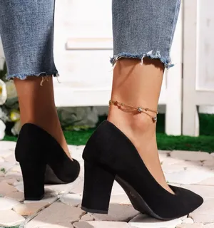 SheIn Pointed Toe Faux Suede Chunky Heeled Pumps thumbnail 3