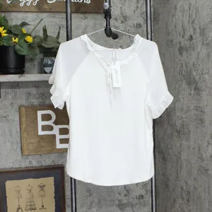 NWT Ny Collection Chiffon Short Ruffled Sleeve Crepe Knit Top PCKU2470 PL White thumbnail 2
