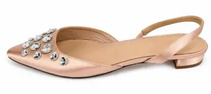 J.Crew 8.5 Blossom Slingback Flats Satin Rose Gold Crystal Embellished Shoes thumbnail 1