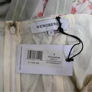 We Wore What Womens 2 Puff Sleeve Midi Dress in Rosewood Multi NEW thumbnail 9
