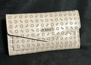 Guess Women’s Cream Logo Print Clutch Wallet thumbnail 1