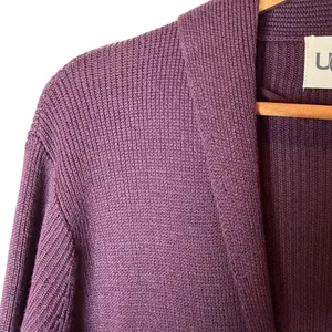 UGG Sweater Women Small Plum Purple‎ Wool Blend Ribbed Longline Duster Cardigan thumbnail 5