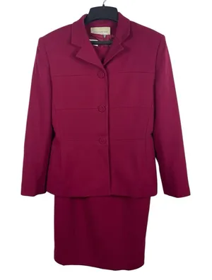 VTG Jones New York Two Piece Mauve Wool Sheath Dress Suit Button Blazer Set 6 thumbnail 1