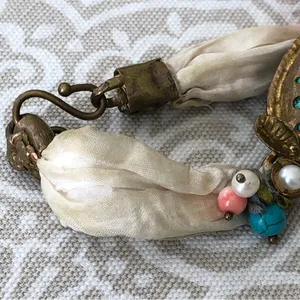 GYPSY Bohemian Turquoise /Brass/Silk Bracelet thumbnail 5