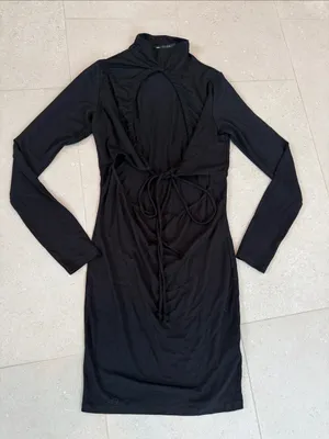 ASOS Black Long-Sleeve Backless Dress thumbnail 1