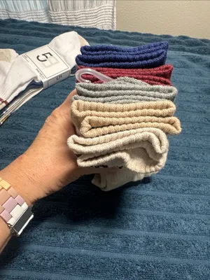 2 5-Packs ladies Crew Socks - White, Beige, Burgundy, Navy NWT thumbnail 3