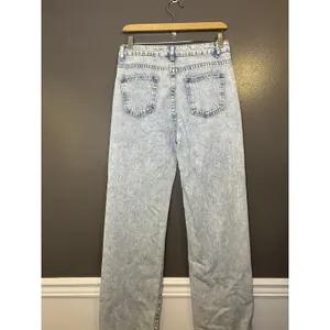 Jeans Womens M Blue Acid Wash High Rise Pearl Beaded Straight Denim Pants thumbnail 5