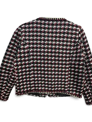 Zara Basic Tweed Bouclé Jacket Women’s L Red Black White Gold Trim Blazer thumbnail 4