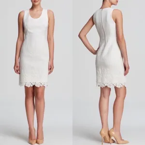 REBECCA TAYLOR Matelasse White Jacquard Lace Shift Dress Bridal Wedding Size 2 thumbnail 4