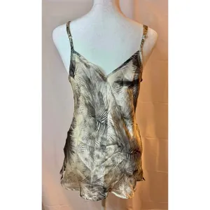 NWT Intimissimi Silk top front and back V neck. in cream w/Black Print sz. M thumbnail 2