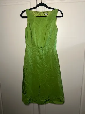 Vintage Y2K J.Crew 100% Silk Chartreuse Green Dress thumbnail 3