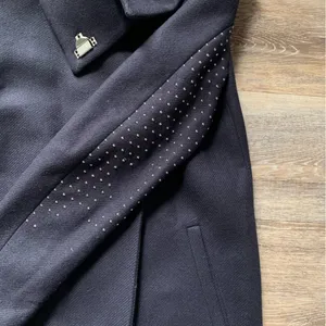 Zara Black Wool Blend Trench Coat with Studded Sleeves M thumbnail 3