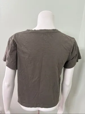 Athleta Organic Olive Green Daily Crop Short Sleeve Tee Medium thumbnail 4