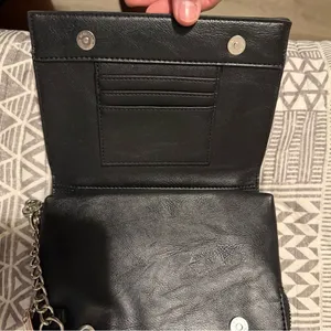 Steve Madden Black Crossbody Bag Chain Strap Flap Wallet Purse Faux Leather thumbnail 5
