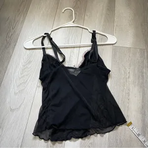 Rampage Y2K Tank Top ruffle sheer womens Black (medium) lingerie sexy crop party thumbnail 4