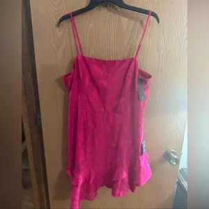 Lulus Days with You Magenta Floral Burnout Ruffled Mini Dress, Size XL NWT thumbnail 2