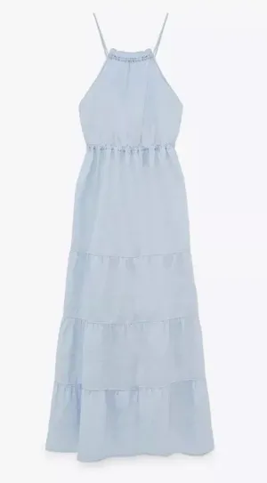 ZARA Linen Blend Midi Dress thumbnail 3