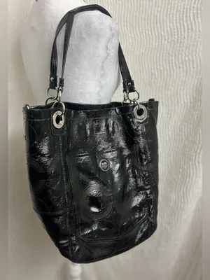 Y2K vintage coach Alex stitched patent leather tote black thumbnail 2