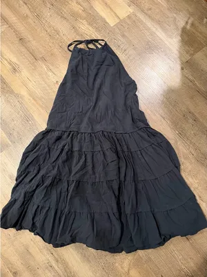 Free People Black SOMEWHERE SUNNY MAXI Dress Large thumbnail 4