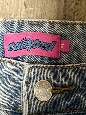 Edikted Light Wash Wide Leg Baggy Skater Jeans Size XS 26 thumbnail 2