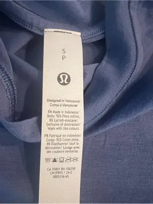 Lululemon Long Cotton Crewneck Tank Top Women’s Small Blue NWT LW1FBVS Pima Cott thumbnail 2