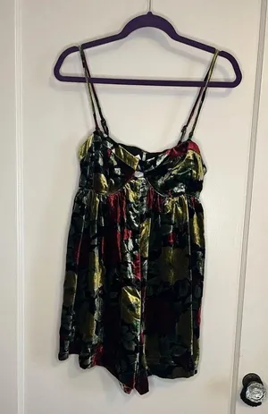 Free People velvet floral romper thumbnail 6