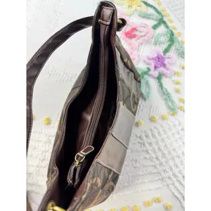 Juici Couture Vintage Mixed-Media Hobo Bag Brown Monogram Croc Snake Print Purse thumbnail 9