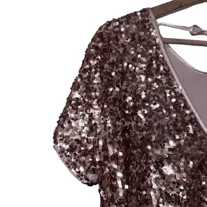Abercrombie and Fitch Rose Gold Sequins Top Tie Open Back Boxy‎ party S thumbnail 10