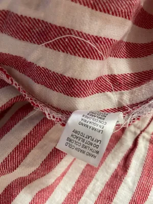 Heart & Hips Linen-Cotton Blend Red Cream Striped High Waist Shorts Size S thumbnail 9