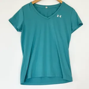 Under Armour Teal Blue Tech V-Neck Short Sleeve Workout Shirt Womens S NWOT thumbnail 1