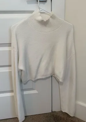 ZARA White Cropped Sweater thumbnail 1