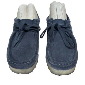 Clarks Originals Wallabee Navy Blue Suede Crepe Sole Moccasin Lace Shoes Women 9 thumbnail 1