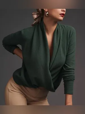 NWOT Daily Practice by Anthropologie Cross-Front Top - green - XS thumbnail 4